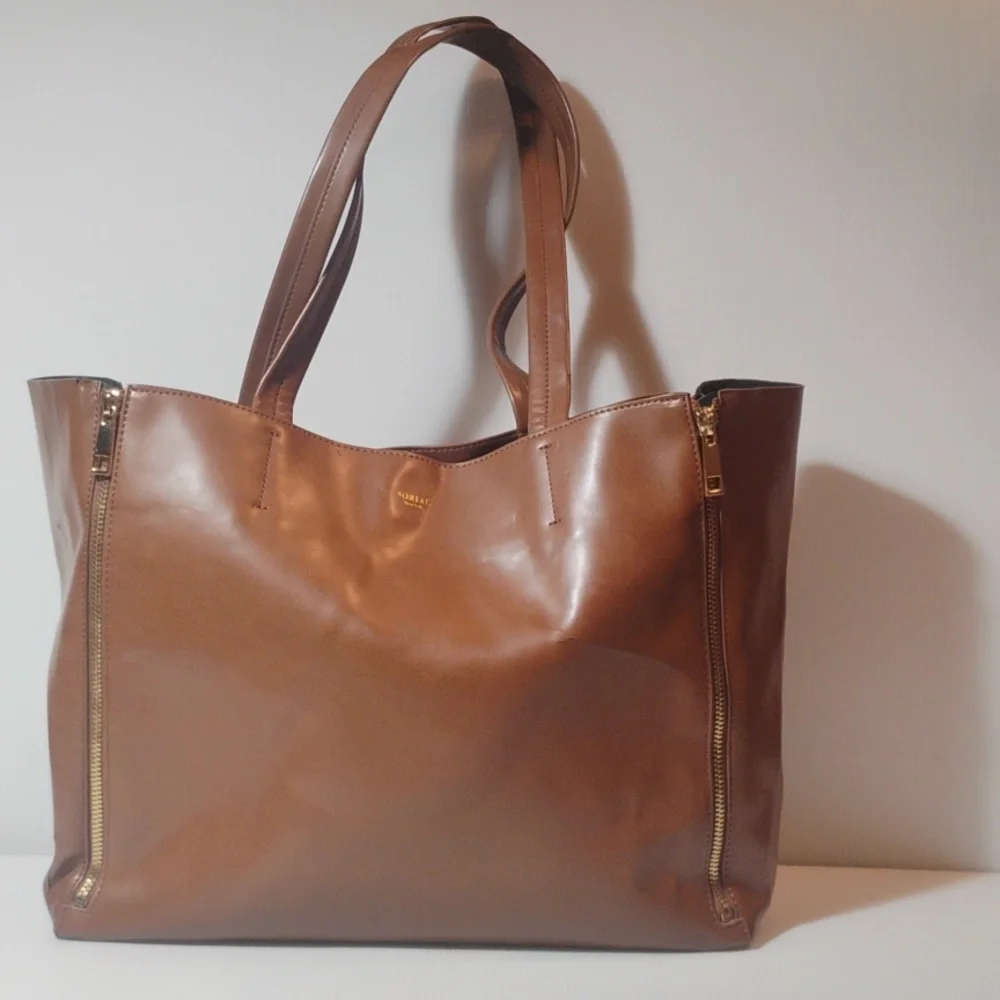 Sorial New York Tribecca Tote 100% Vegan Leather Cognac Brown - Picture 1 of 11